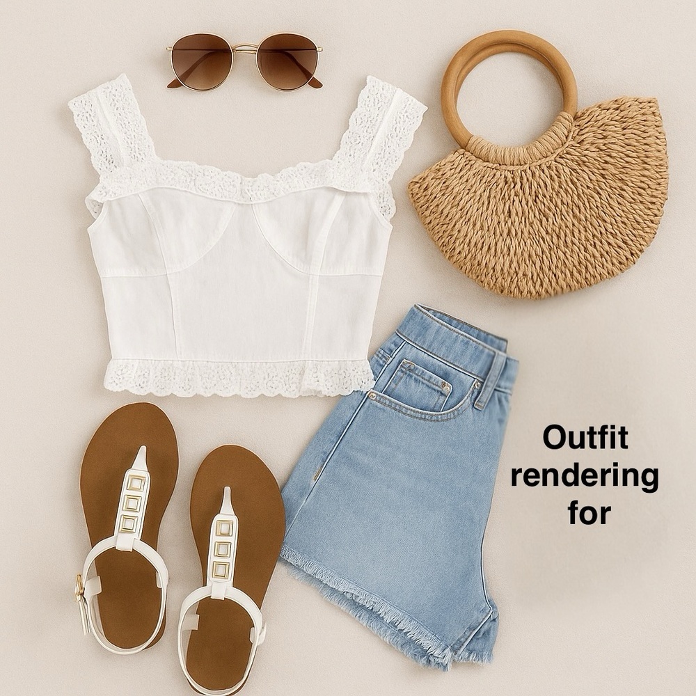Eyelet Ruffle White Tank Top - Picture 4 of 12